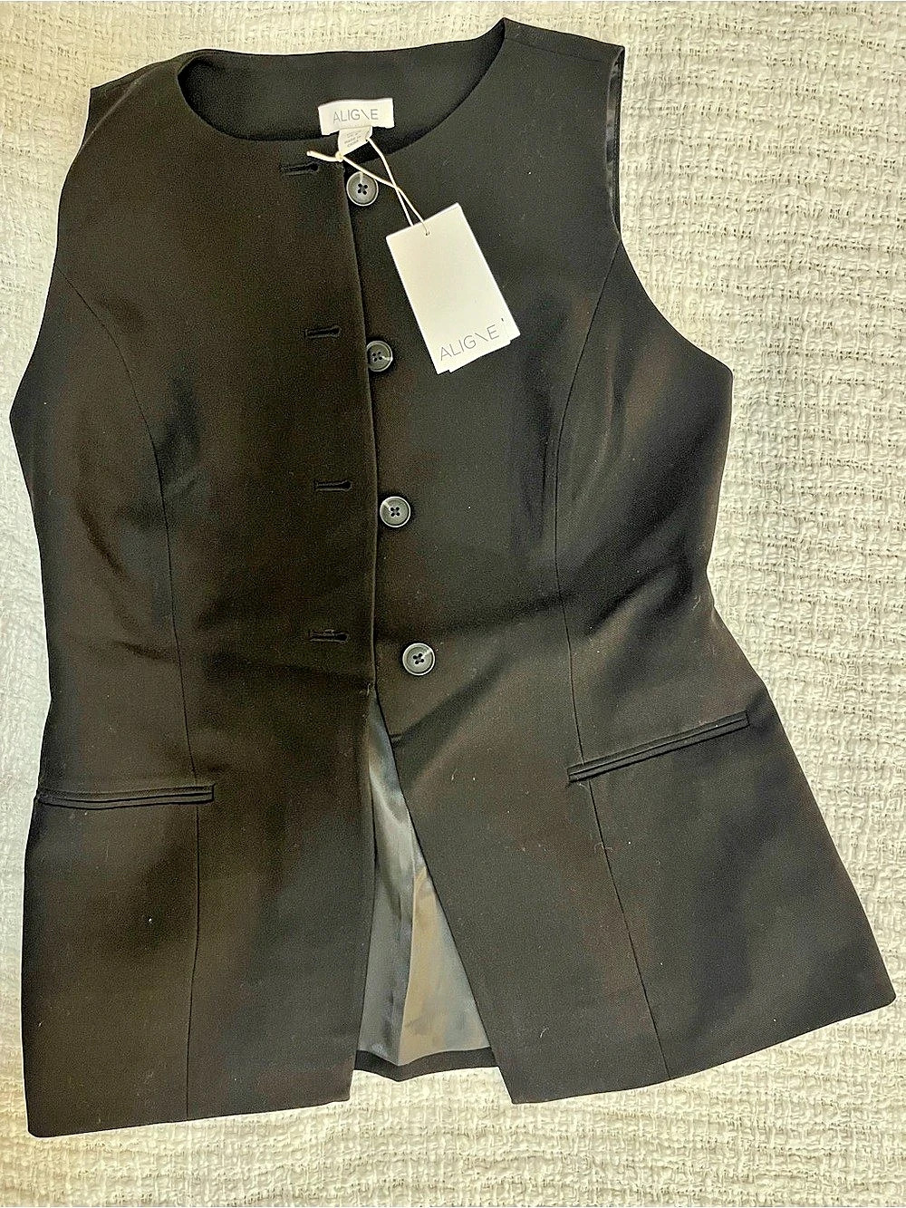 ALIGNE Leo Waistcoat Black Polyester Waistcoat Size Medium NWT